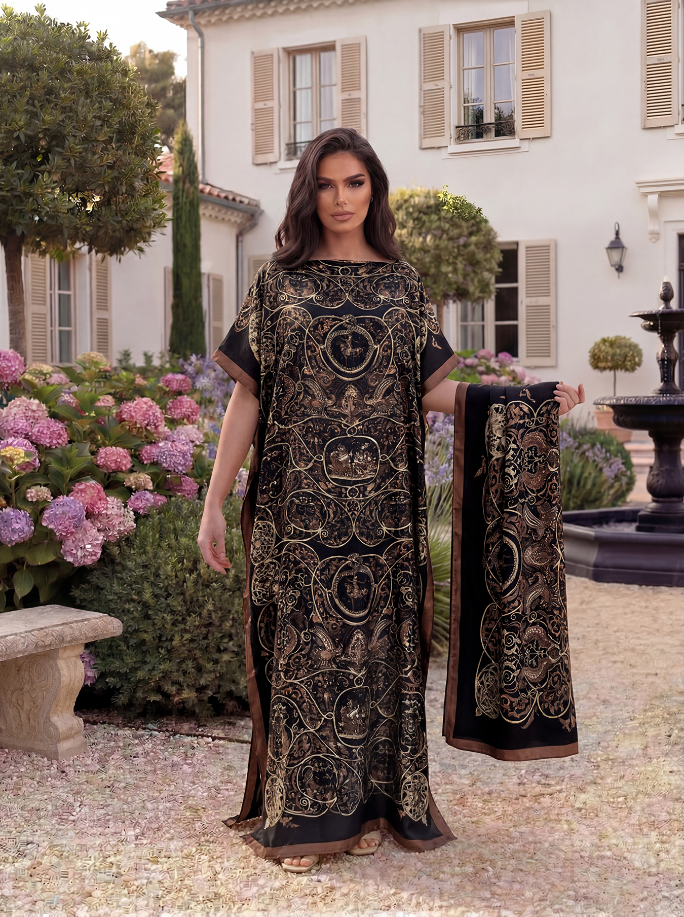 Vintage Fashion Wear - Vintage Baroque Animal Print Abaya With
