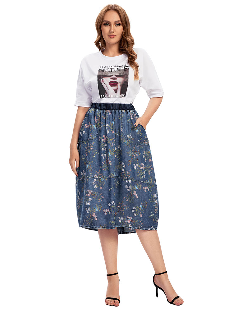 Vintage Fashion Plus Size - Women's plus Size Casual Denim Skirt