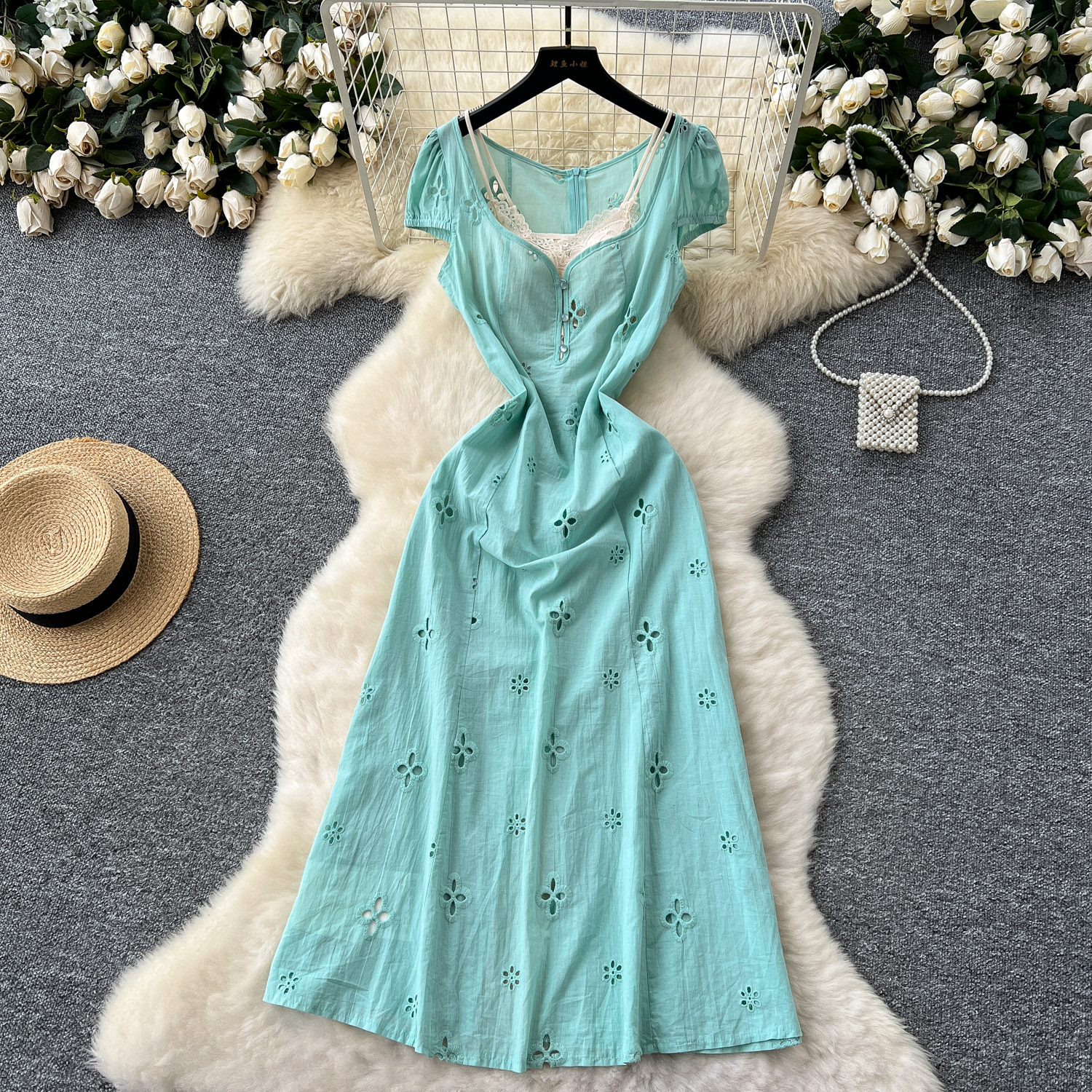 Vintage Fashion Ai - Chic lace Embroidered hollow out sweet