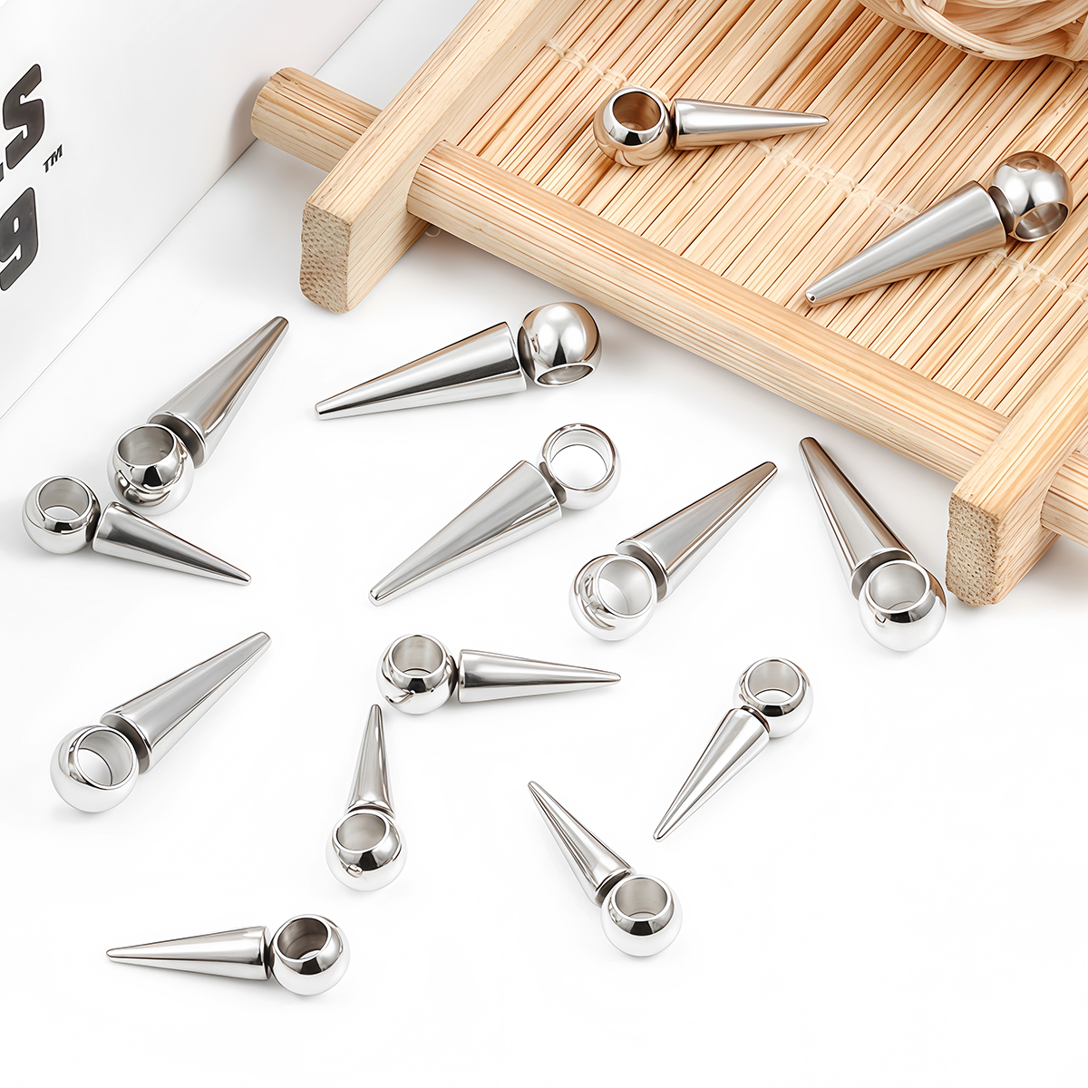 Vintage Fashion Words - 10pcs Retro Cone Charms Pendants Stainless