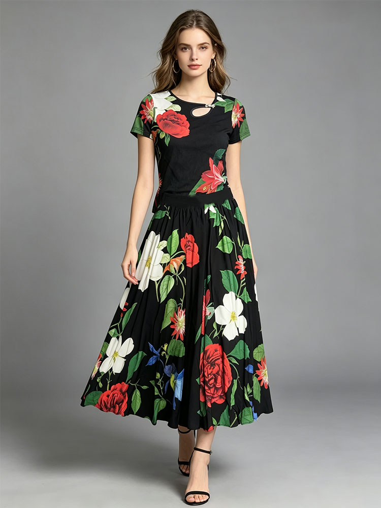 Vintage Fashion Ai - Retro summer new two-piece T-shirt with