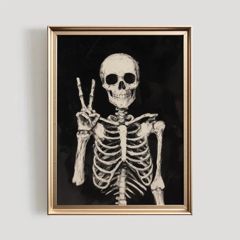 Vintage Fashion Prints For Wall - Simple Skull Posters Vintage Kraft Paper