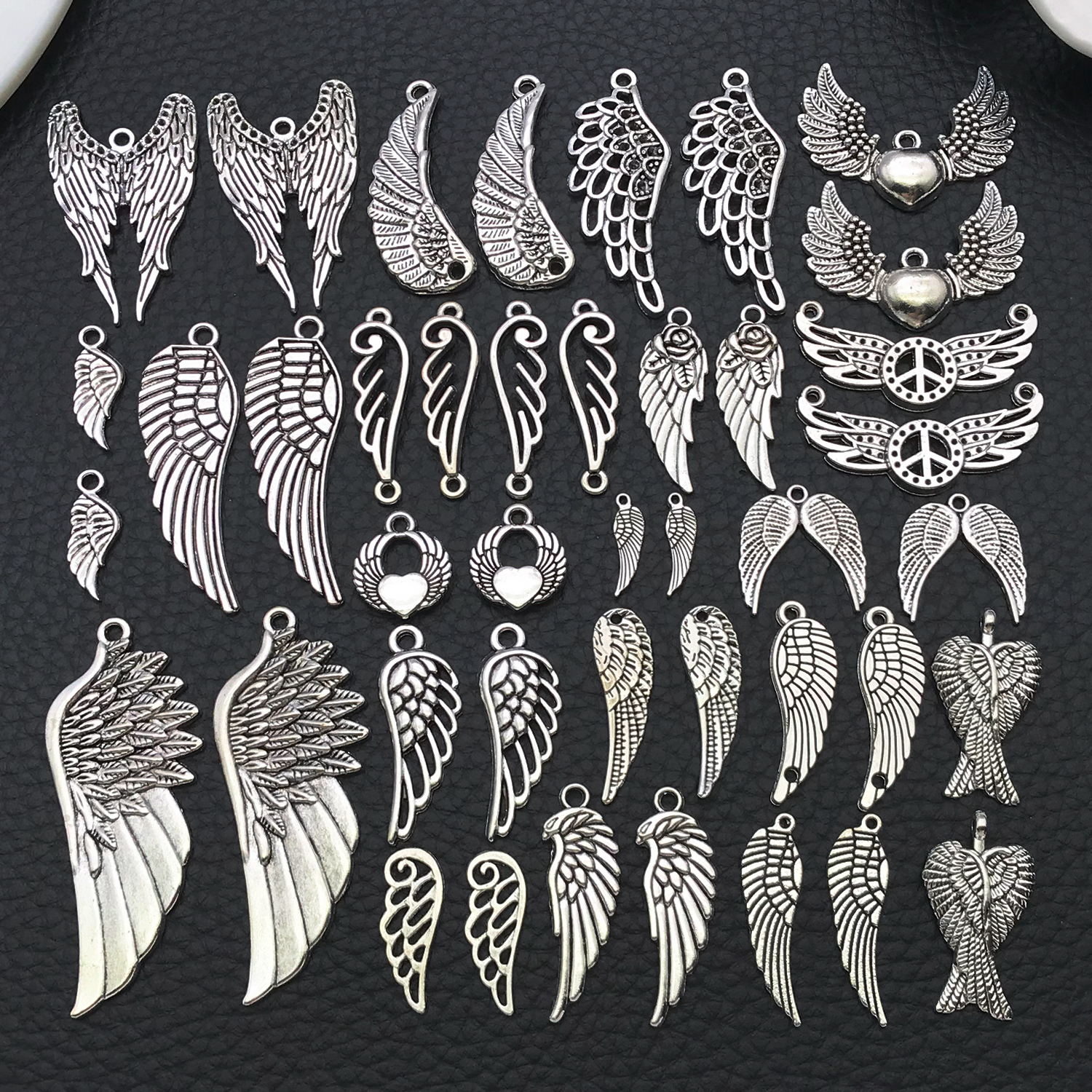 Vintage Fashion Words - Angel Wing Charms, New 22/42 Pcs