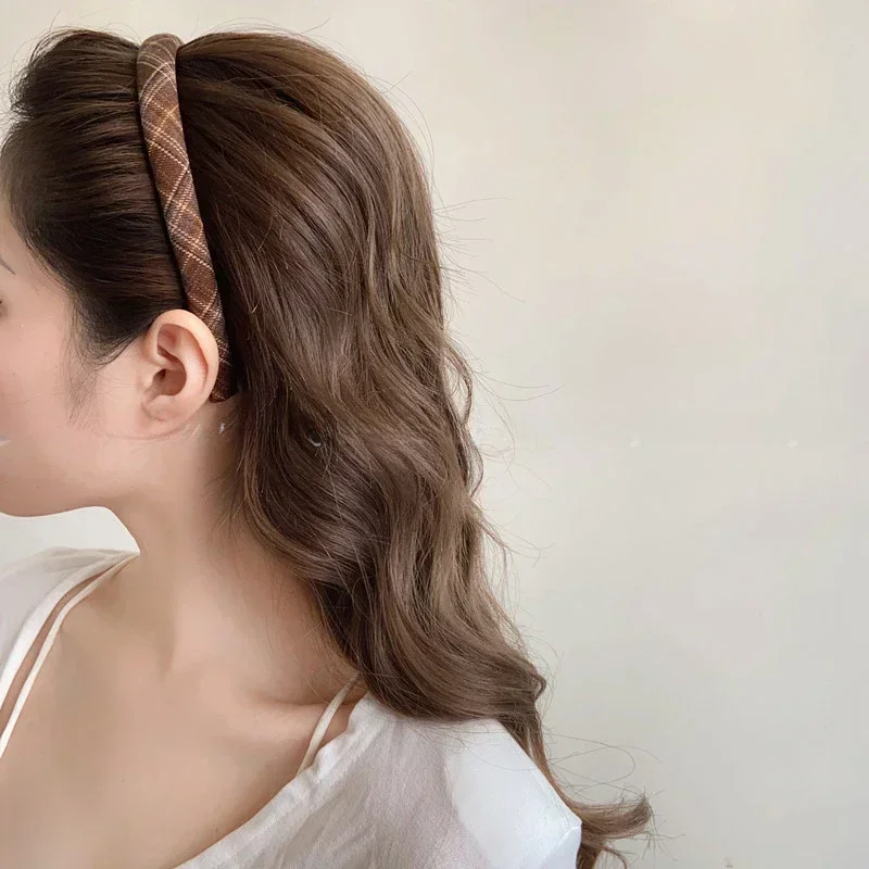 Elegant Plaid Bezel Hairband f - Retro Vintage Korean Fashion 리뷰 및 가격