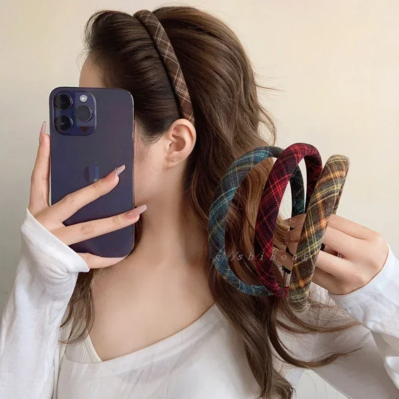Elegant Plaid Bezel Hairband f - Retro Vintage Korean Fashion 리뷰 및 가격