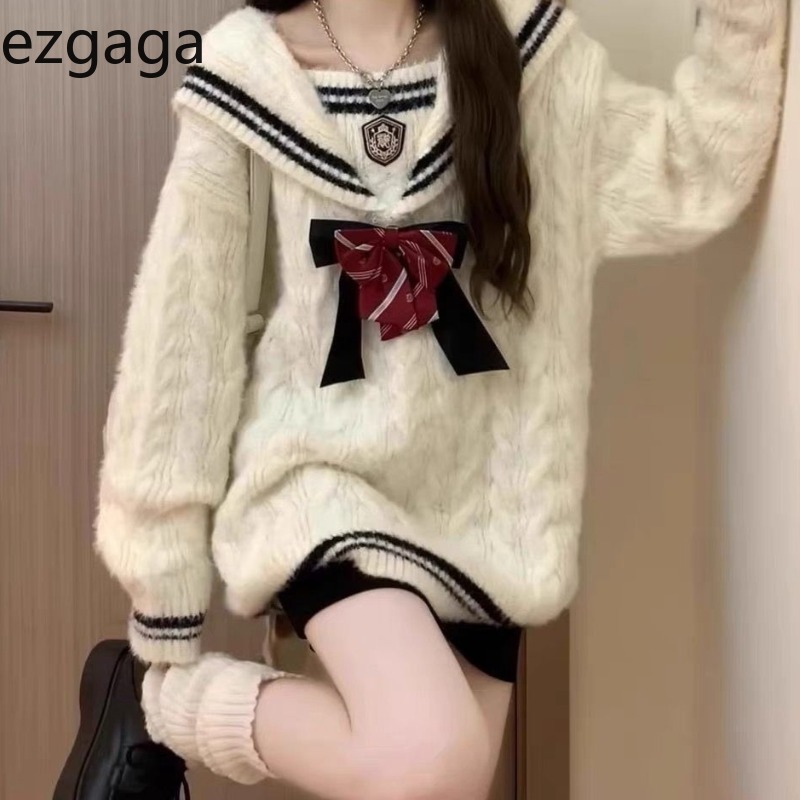 Ezgaga Knitted Sweater Women P - Vintage Fashion Style Female 리뷰 및 가격