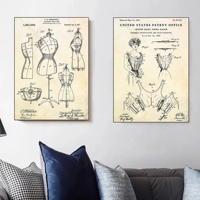 Fashion Clothing Shoe Bag Desi - Vintage Fashion Prints For Wall 리뷰 및 가격