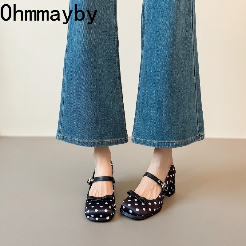 Vintage Thick Heel Polka Dot W - Vintage Fashion Wear 리뷰 및 가격