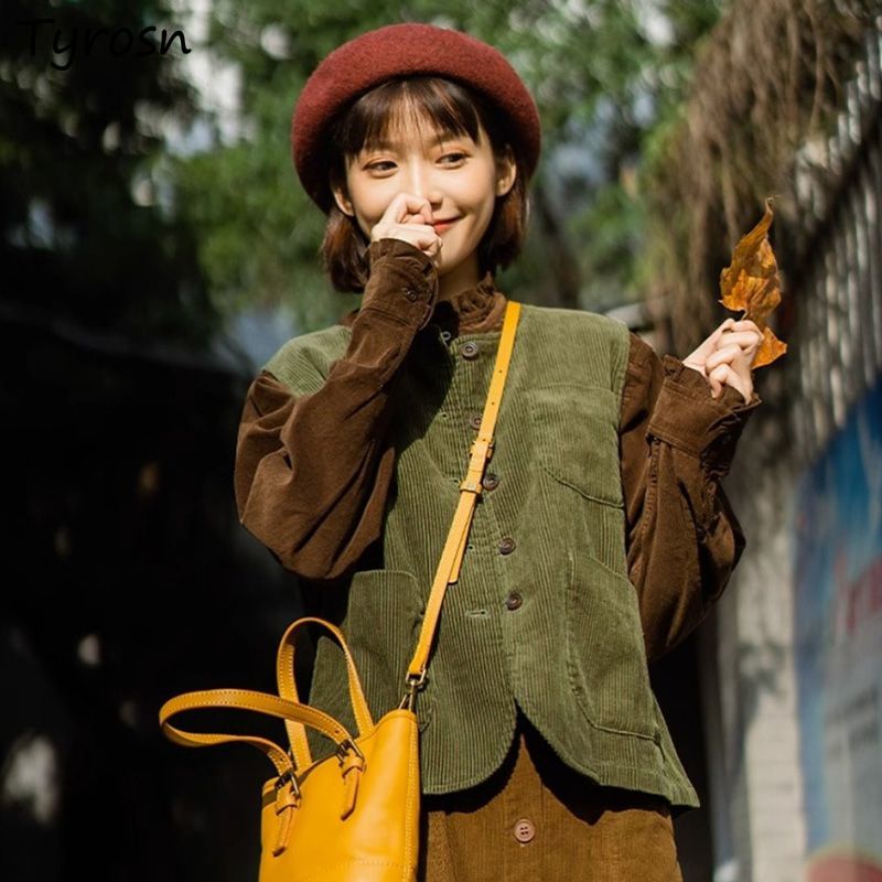 Vest Women Corduroy Retro Vint - Retro Vintage Korean Fashion 리뷰 및 가격
