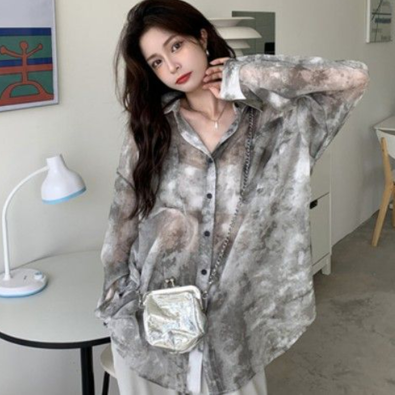 Tie Dye Shirts Women Loose Sun - Vintage Fashion Style Female 리뷰 및 가격