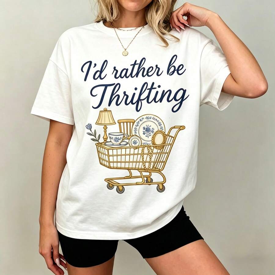 [Graphic Tee] 100% Cotton I'd  - Thrift Vintage Fashion Usa 리뷰 및 가격