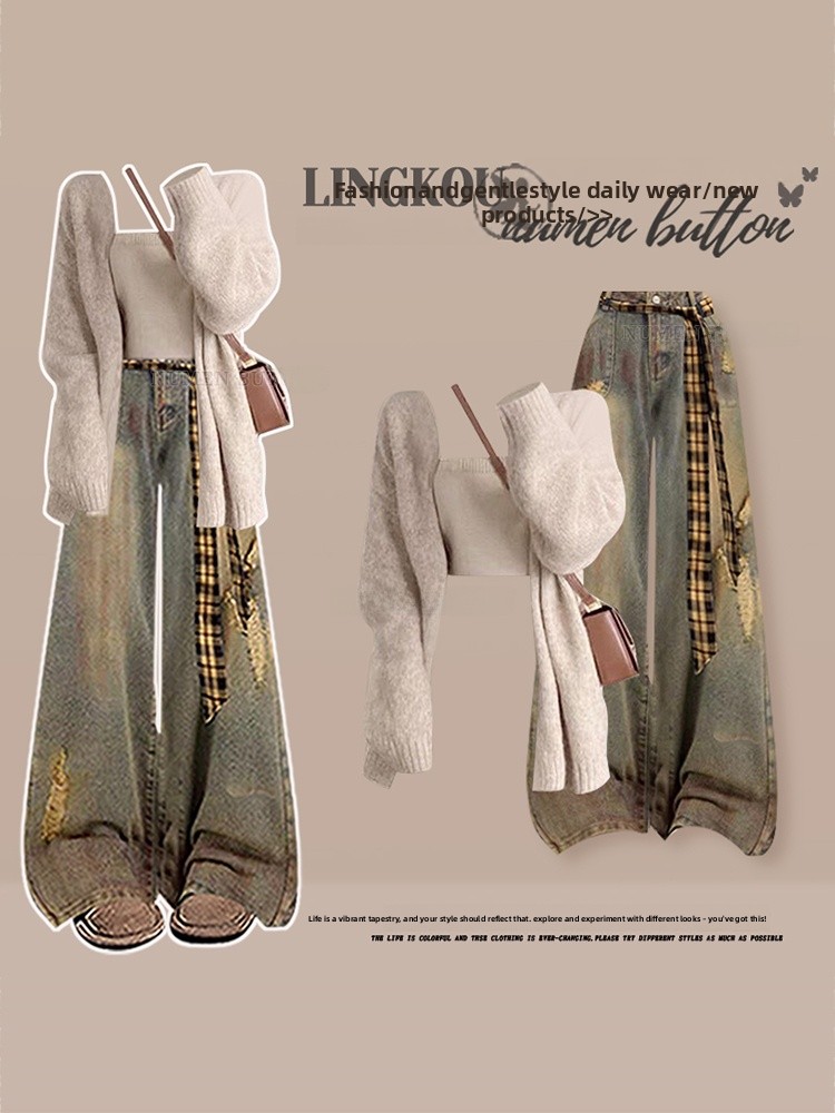 Fashionable Knitted Autumn Set - Vintage Fashion Wear 리뷰 및 가격
