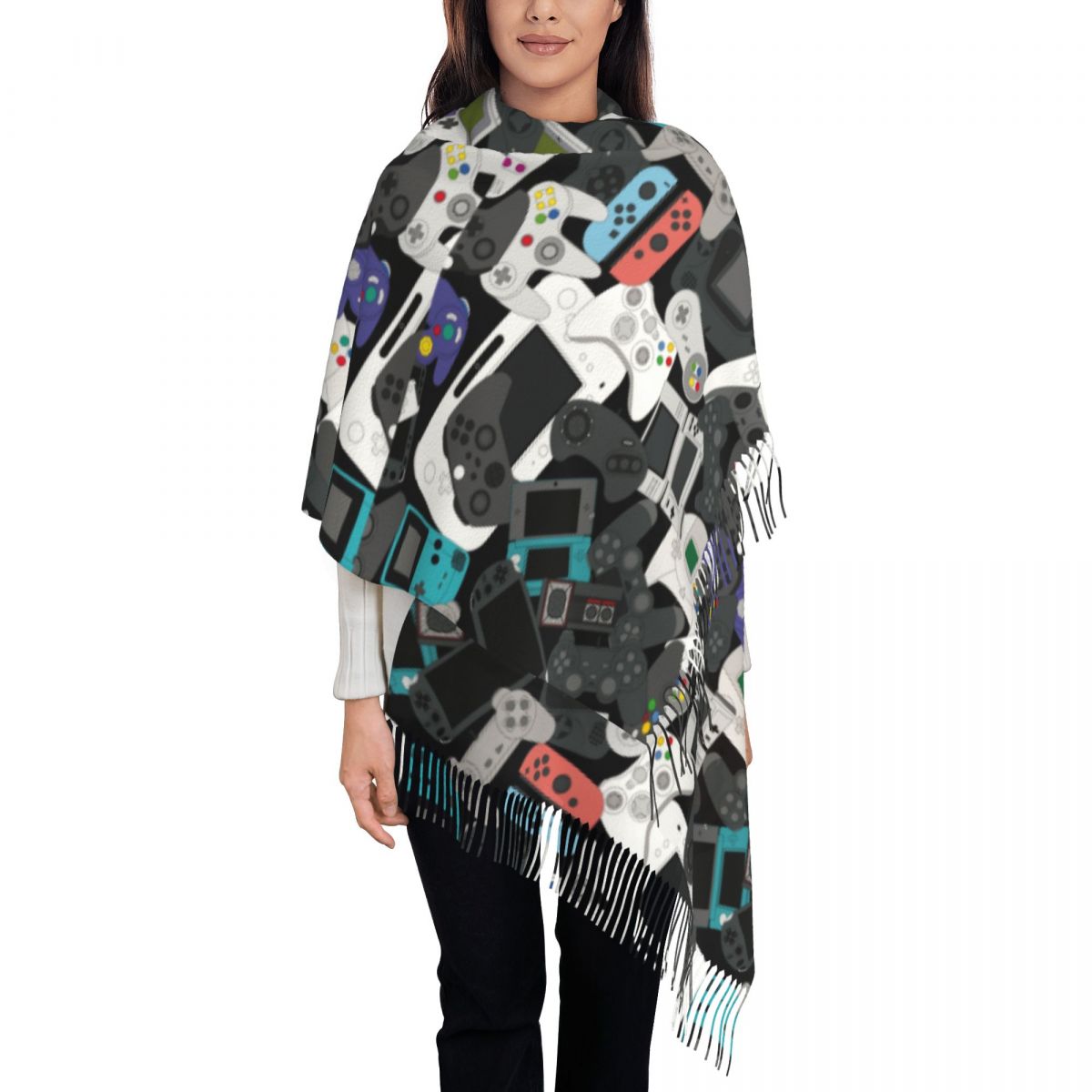 Gamer Controller Tassel Scarf  - Vintage Fashion Video 리뷰 및 가격