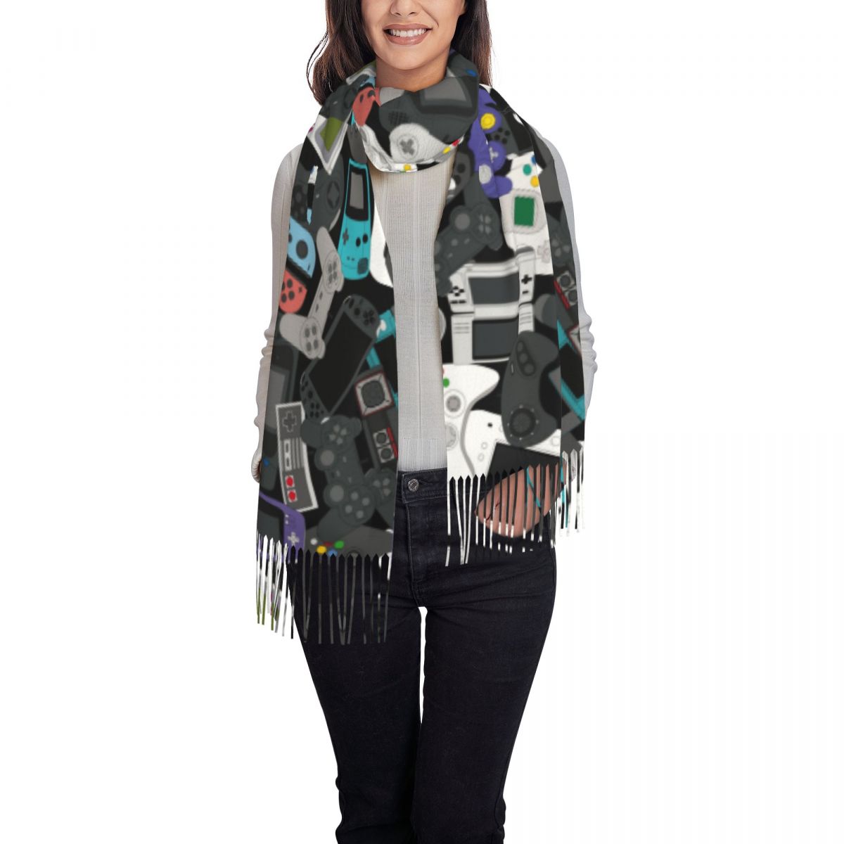 Gamer Controller Tassel Scarf  - Vintage Fashion Video 리뷰 및 가격