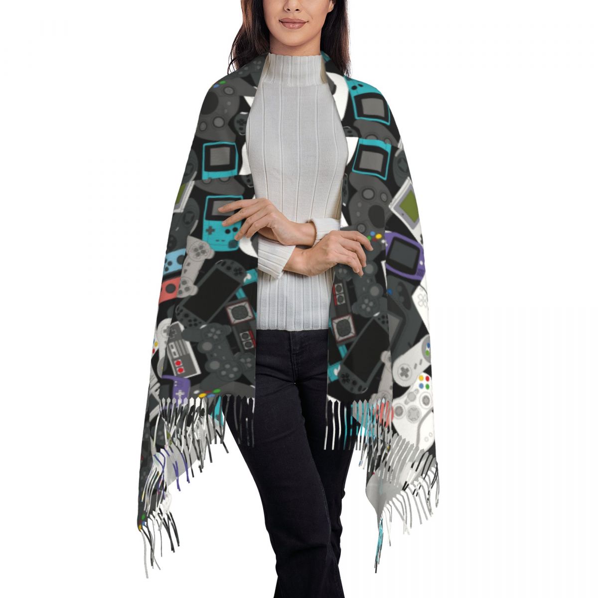 Gamer Controller Tassel Scarf  - Vintage Fashion Video 리뷰 및 가격