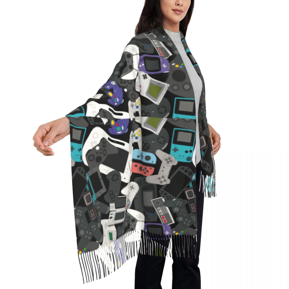 Gamer Controller Tassel Scarf  - Vintage Fashion Video 리뷰 및 가격