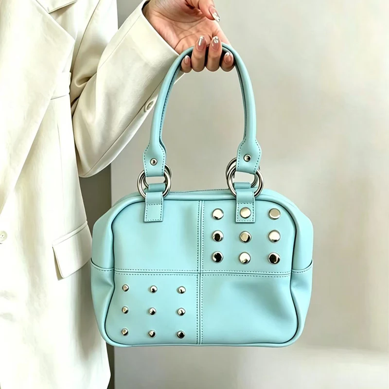 Korean Style Rivet Shoulder Ba - Retro Vintage Korean Fashion 리뷰 및 가격