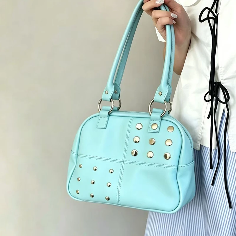 Korean Style Rivet Shoulder Ba - Retro Vintage Korean Fashion 리뷰 및 가격