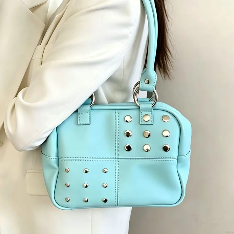 Korean Style Rivet Shoulder Ba - Retro Vintage Korean Fashion 리뷰 및 가격