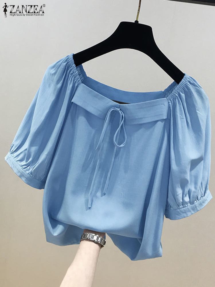 ZANZEA Korean Style Solid Blou - Vintage Fashion Style Female 리뷰 및 가격