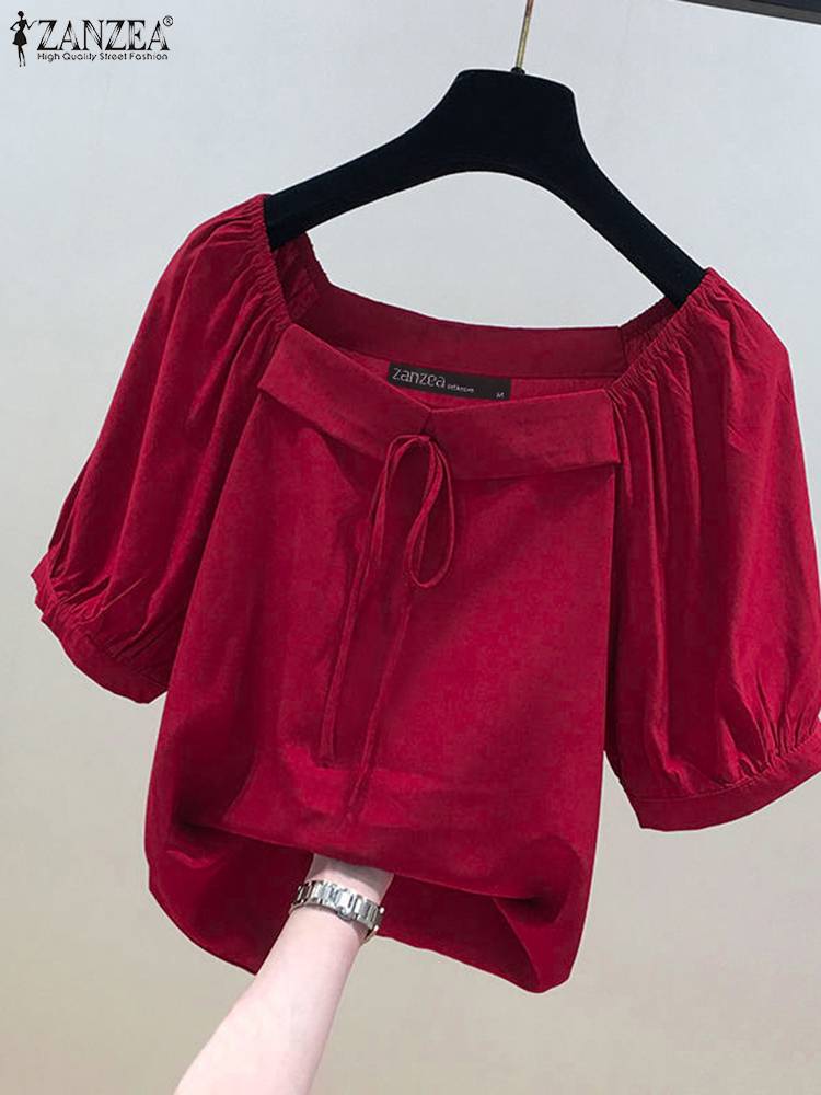 ZANZEA Korean Style Solid Blou - Vintage Fashion Style Female 리뷰 및 가격