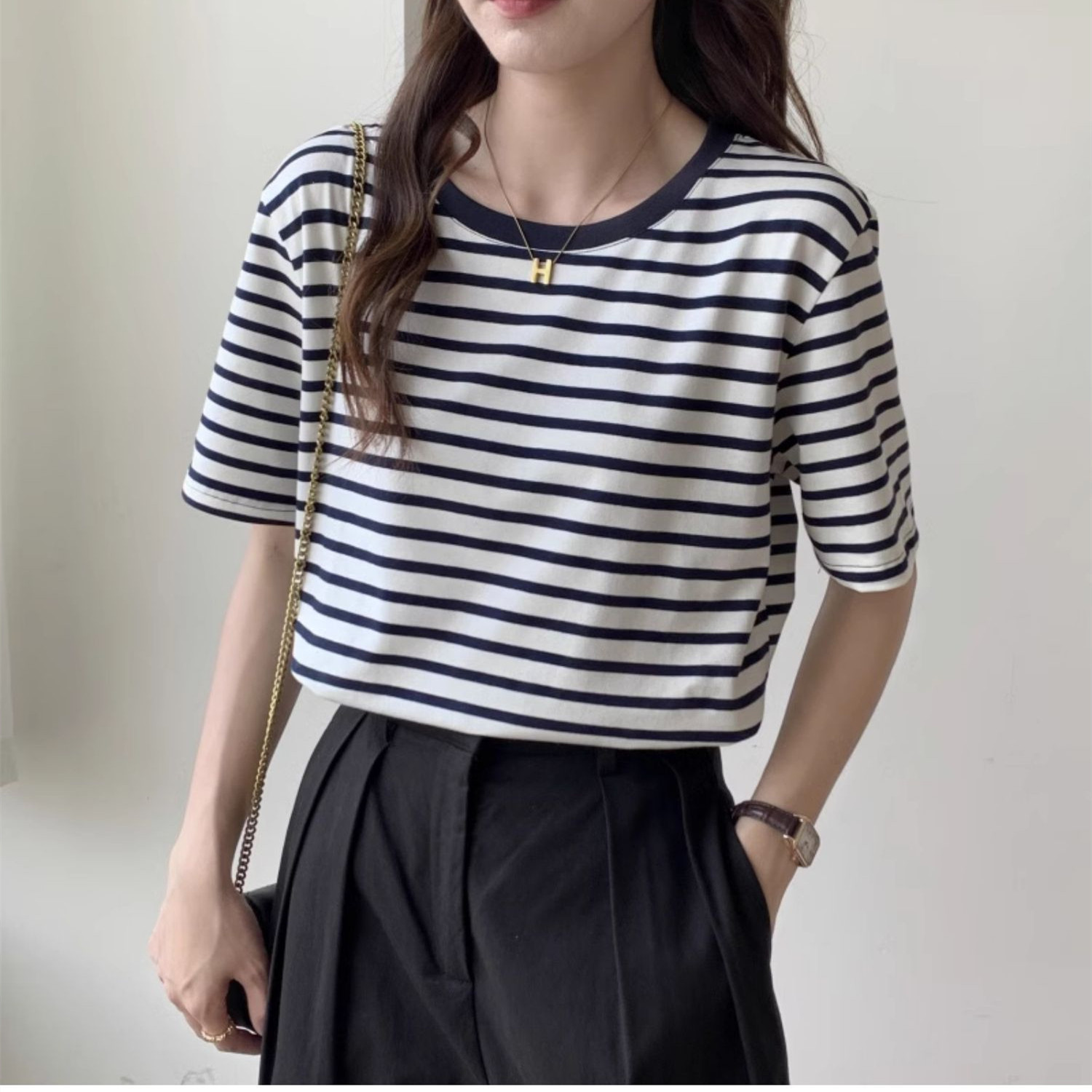 Vintage Striped T-shirt Women  - Retro Vintage Korean Fashion 리뷰 및 가격