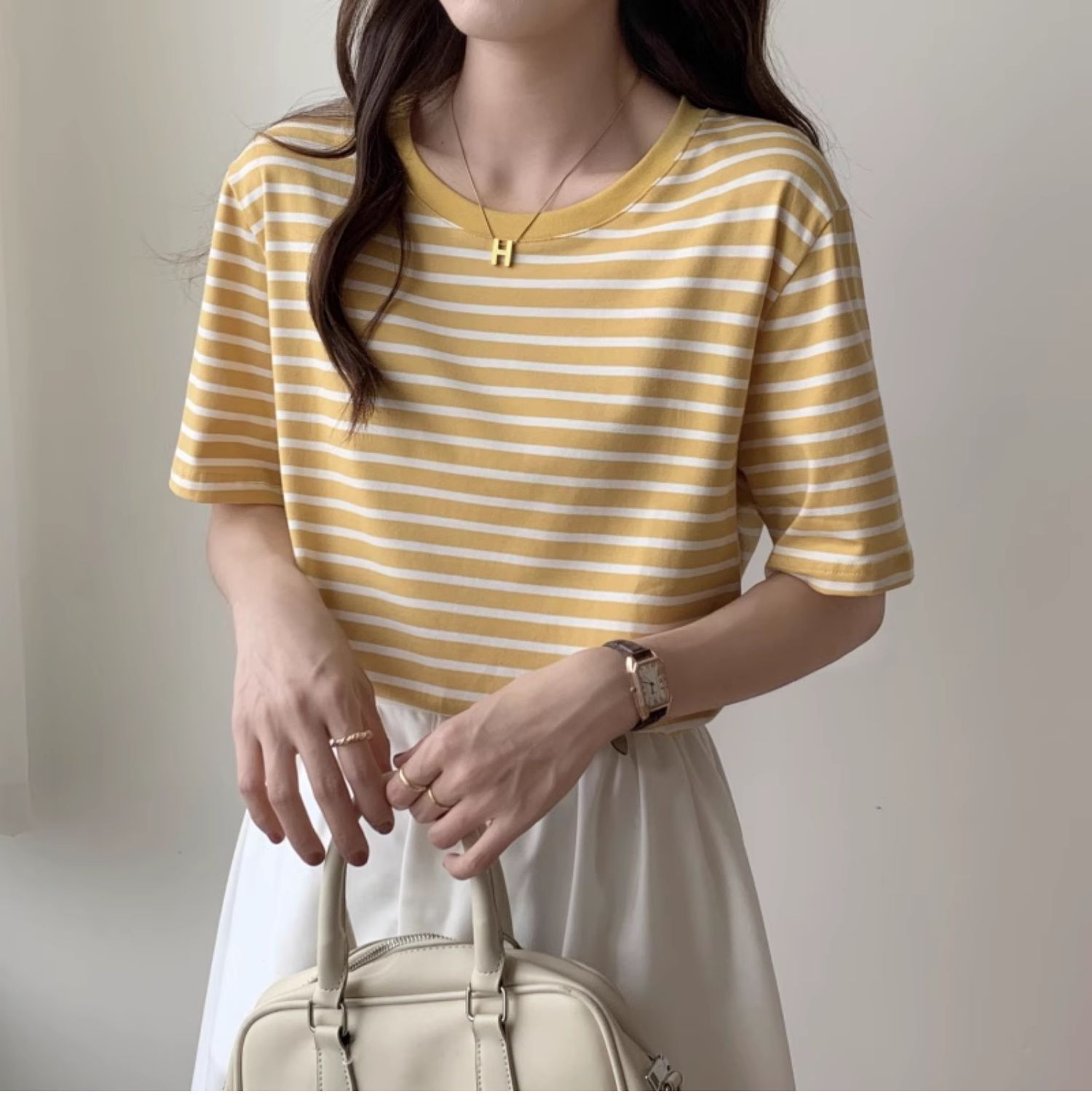 Vintage Striped T-shirt Women  - Retro Vintage Korean Fashion 리뷰 및 가격
