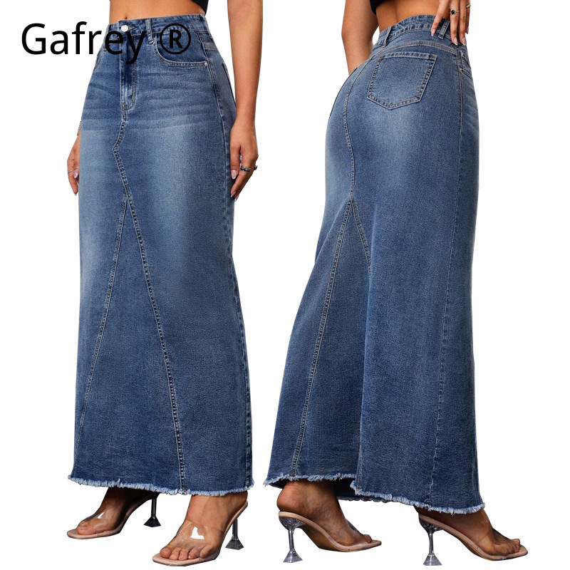 Women Denim Midi Skirt High Wa - Vintage Fashion Jeans 리뷰 및 가격