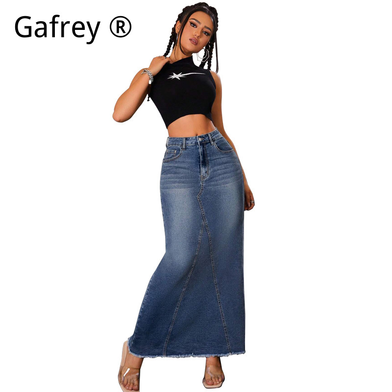Women Denim Midi Skirt High Wa - Vintage Fashion Jeans 리뷰 및 가격
