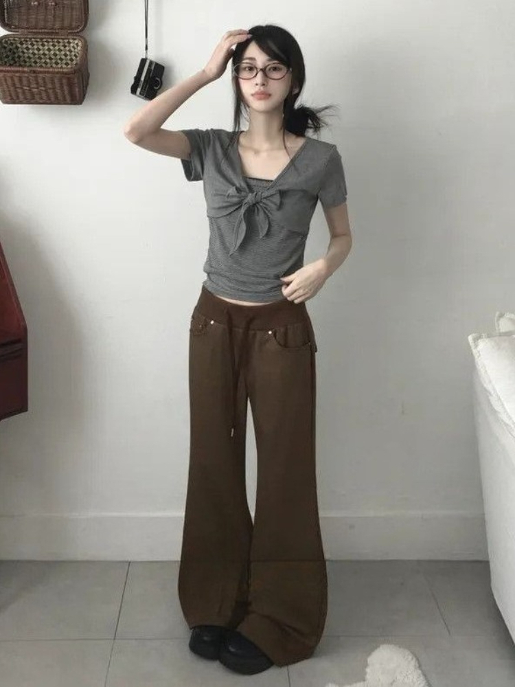 Deeptown Korean Style Gray Str - Retro Vintage Korean Fashion 리뷰 및 가격