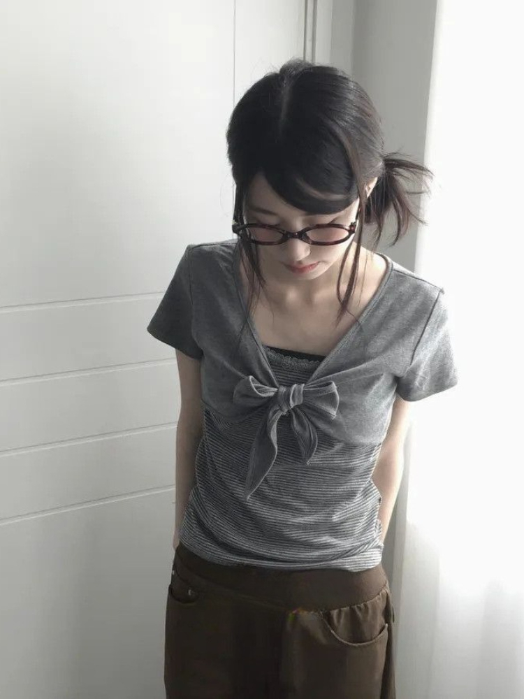 Deeptown Korean Style Gray Str - Retro Vintage Korean Fashion 리뷰 및 가격