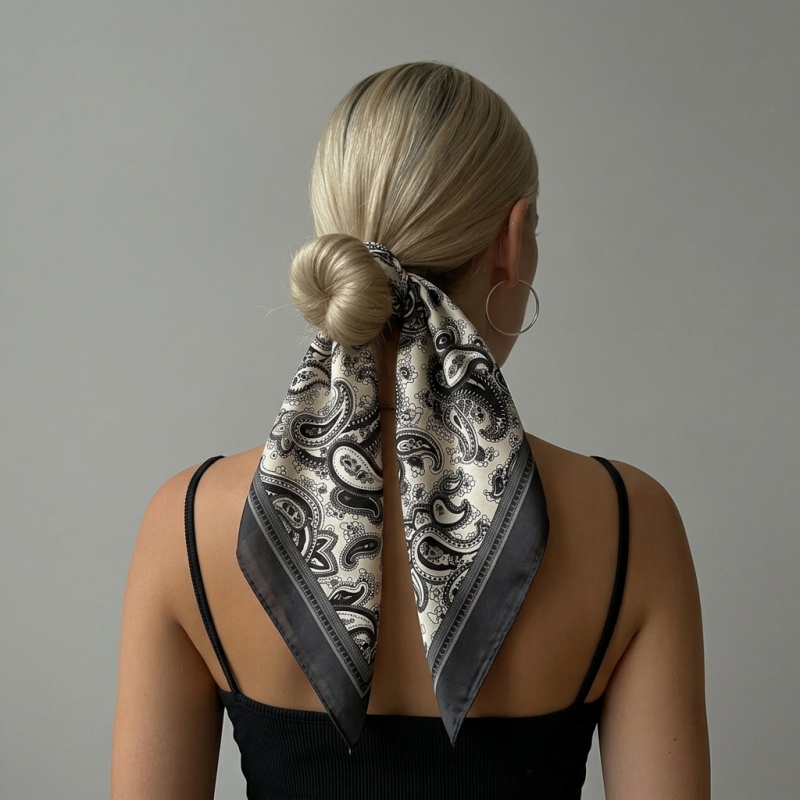 Luxury Satin Square Scarf Pais - Vintage Fashion Ai 리뷰 및 가격