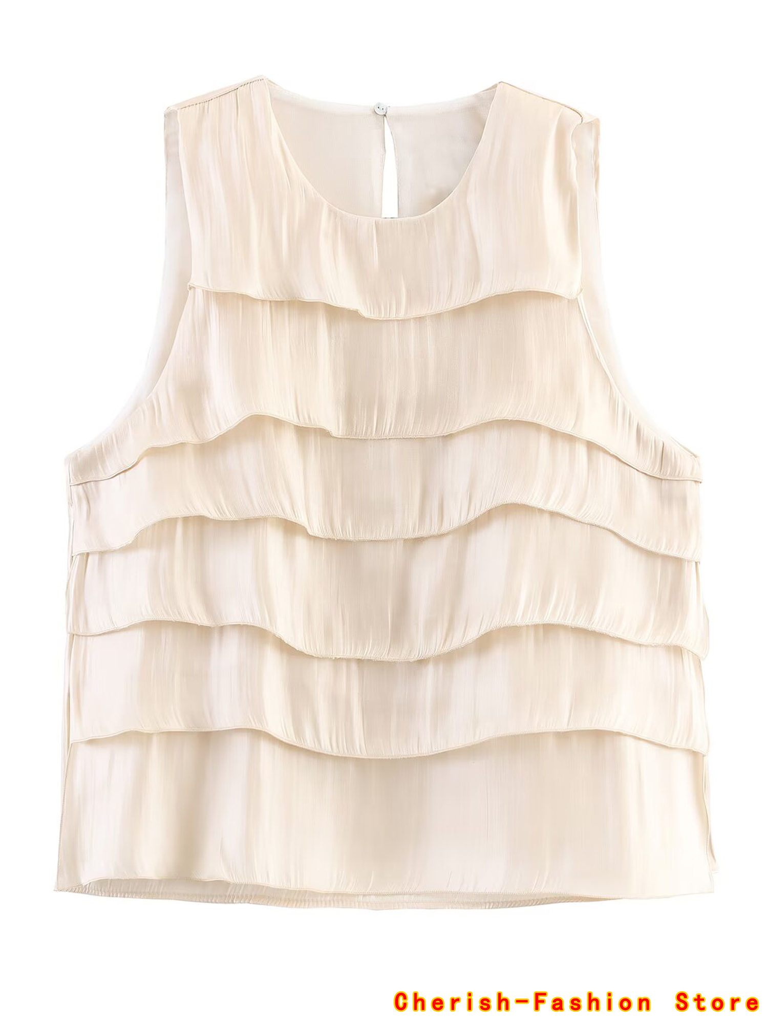 Women Fashion Beige Tierred Ru - Vintage Fashion Style Female 리뷰 및 가격