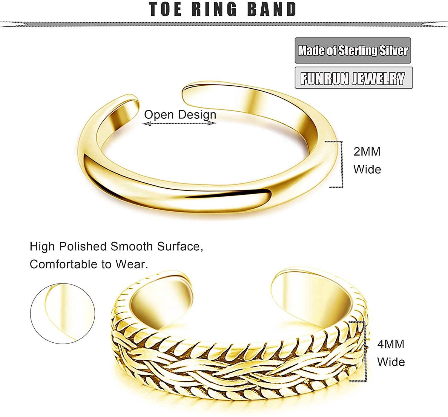 2 PCS Stainless Steel Toe Ring - Vintage Fashion Rings For Women 리뷰 및 가격