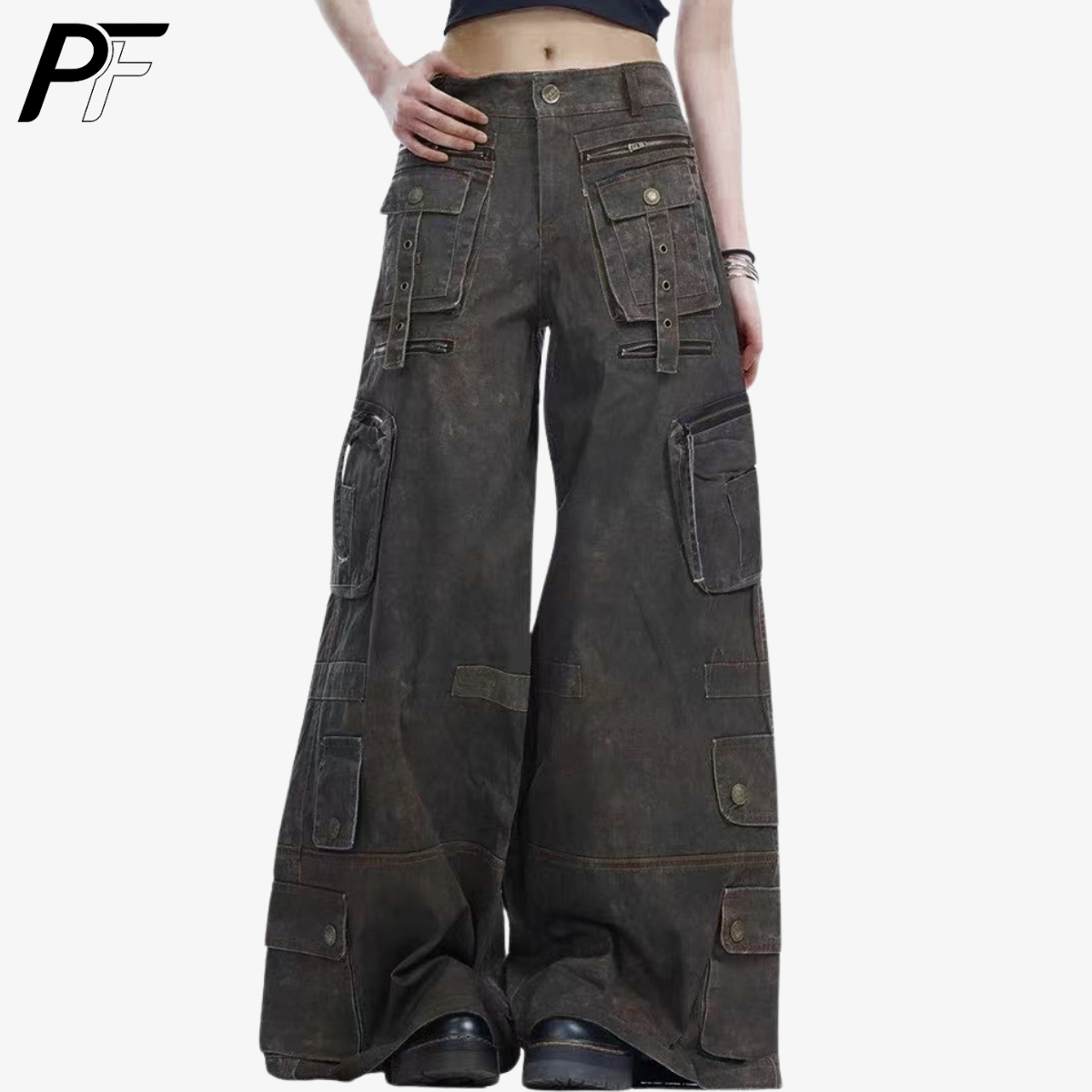 Grunge Techwear Wide Leg Cargo - Vintage Fashion Jeans 리뷰 및 가격