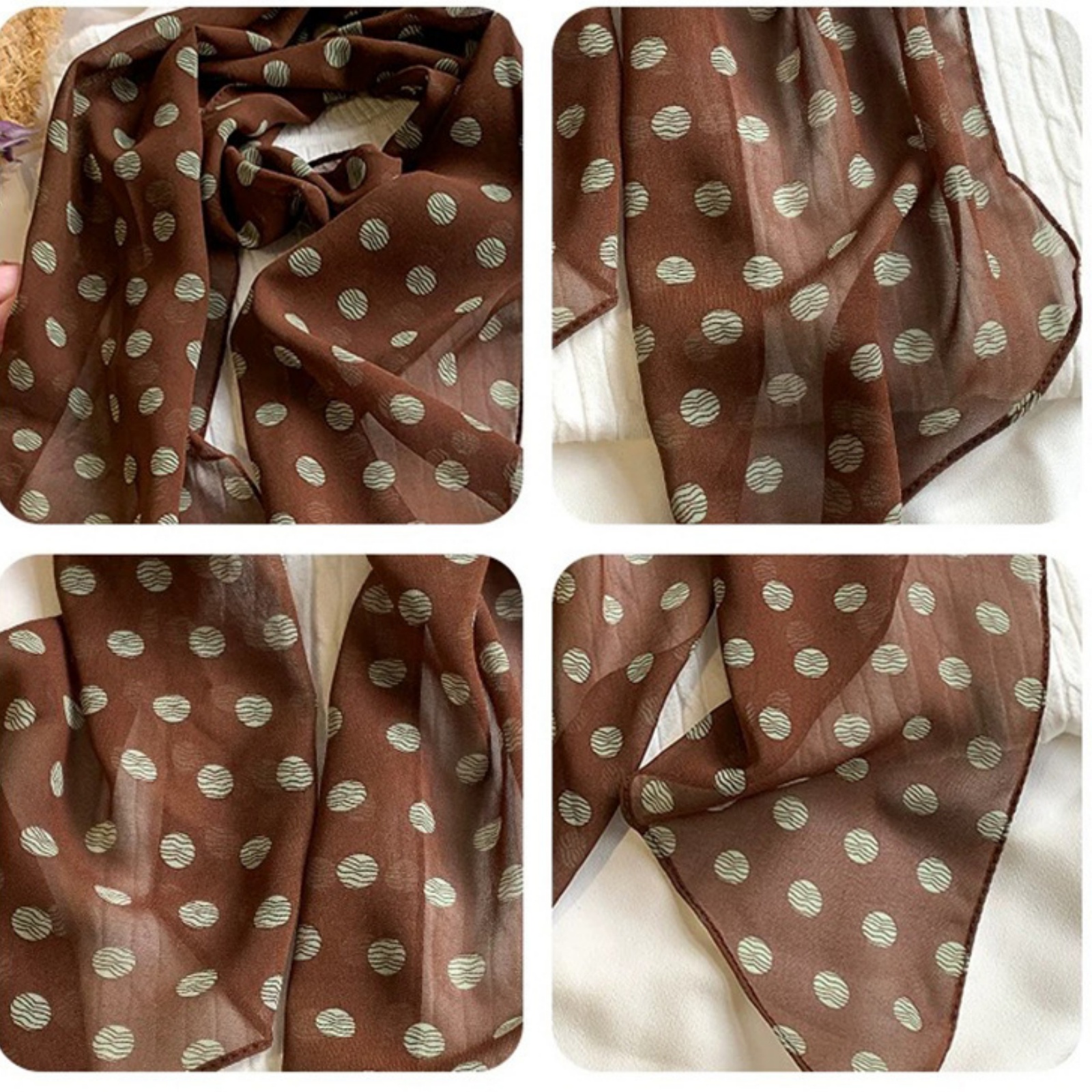 Vintage Polka Dot Chiffon Scar - Vintage Fashion Outfit 리뷰 및 가격