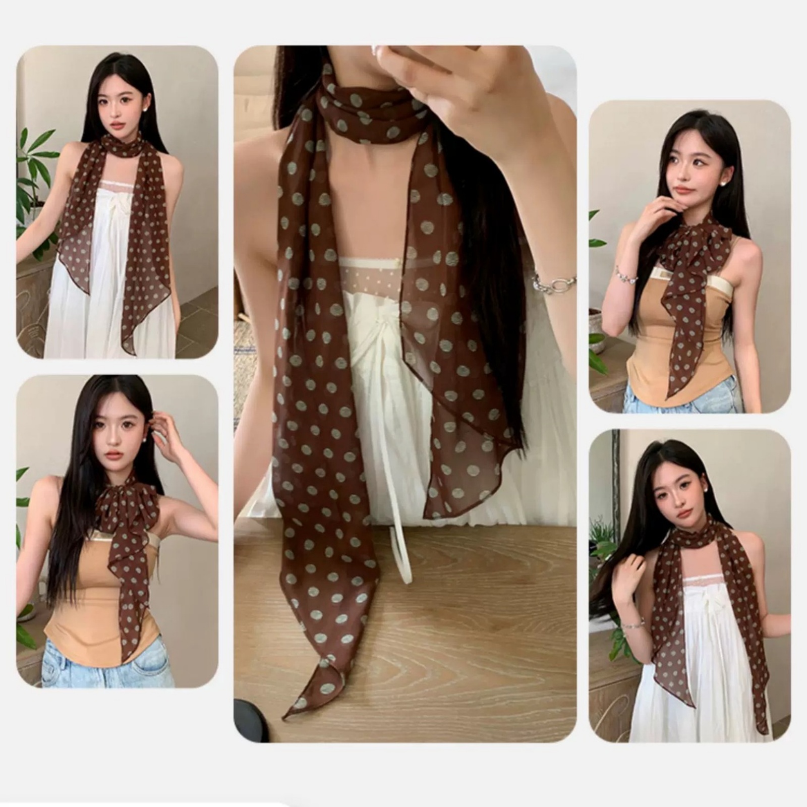 Vintage Polka Dot Chiffon Scar - Vintage Fashion Outfit 리뷰 및 가격