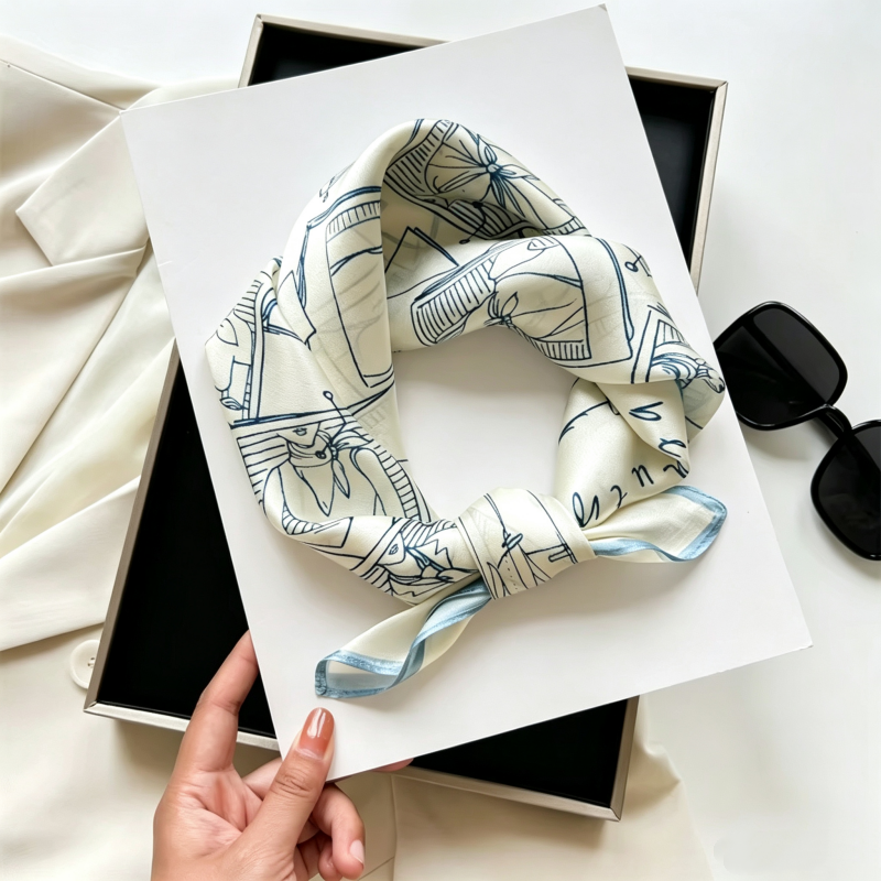 Vintage Sketch Print Satin Sma - Vintage Fashion Ai 리뷰 및 가격