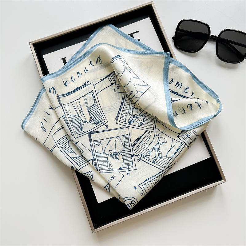 Vintage Sketch Print Satin Sma - Vintage Fashion Ai 리뷰 및 가격