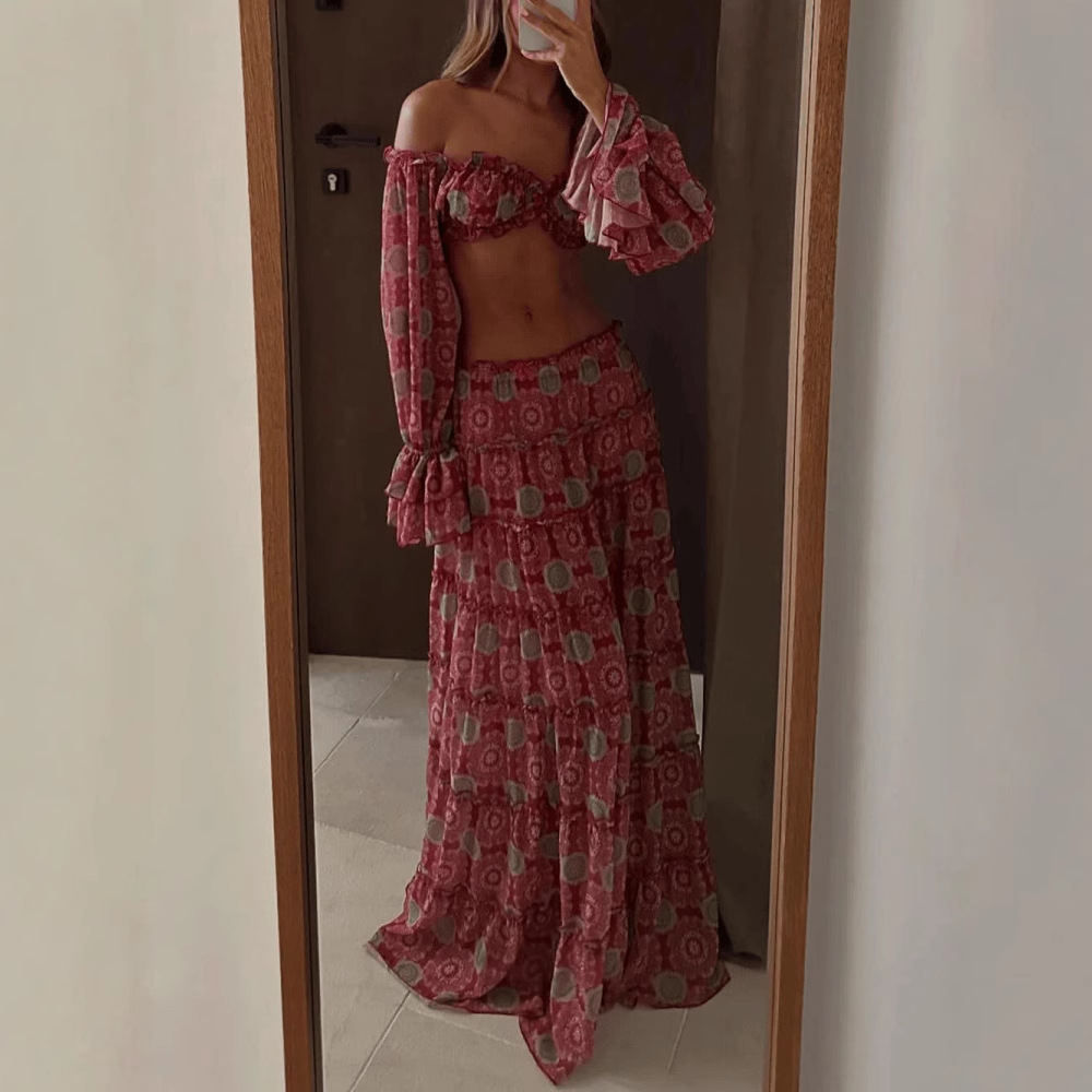 Vintage Print Skirt Two Piece  - Vintage Fashion Ai 리뷰 및 가격
