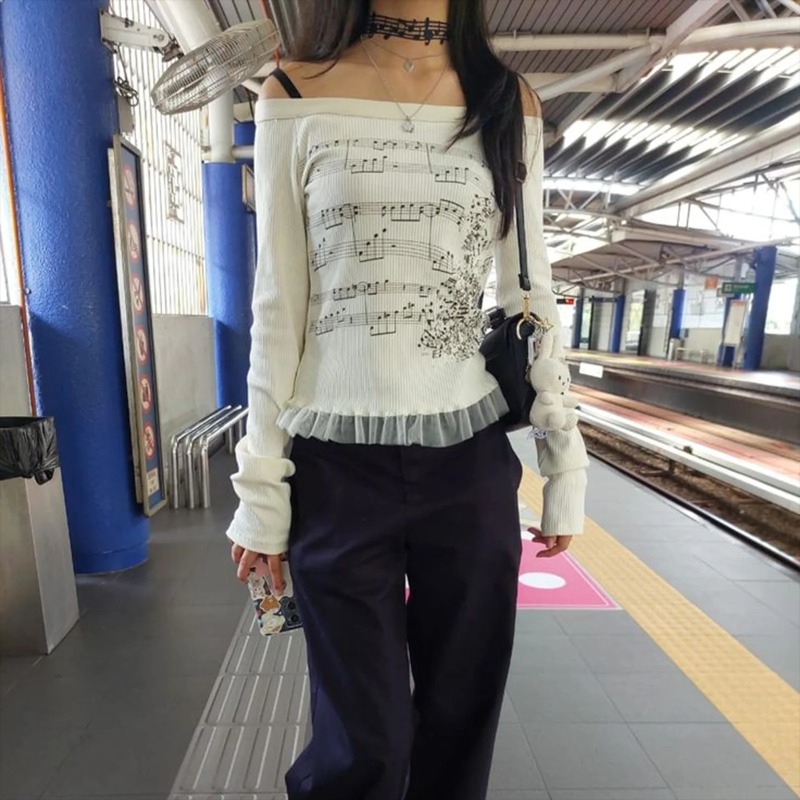Autumn Y2K Harajuku Retro T-Sh - Retro Vintage Korean Fashion 리뷰 및 가격