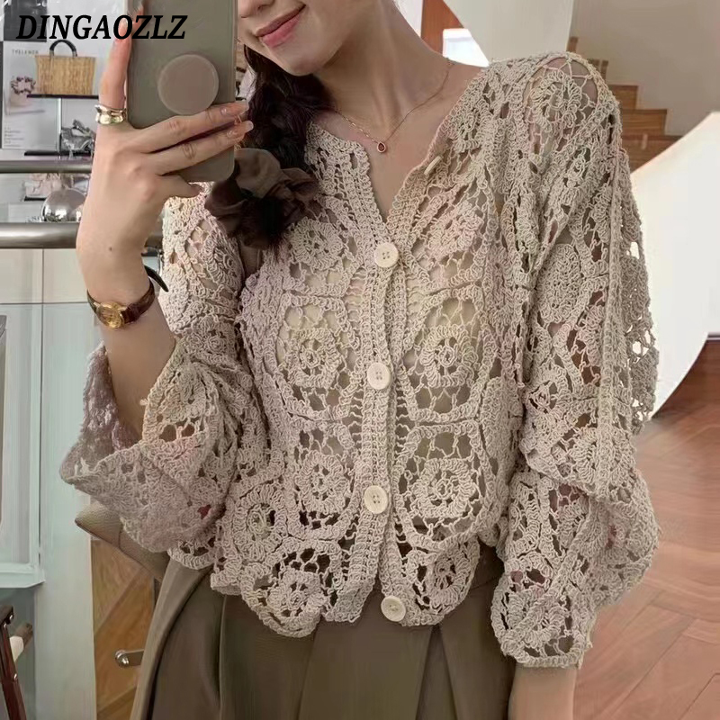 Retro Hook Flower Hollow Out T - Vintage Fashion Retro Outfit 리뷰 및 가격