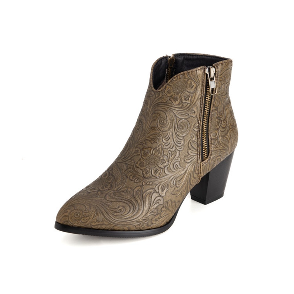 Women Embossed Western Ankle B - Vintage Fashion Plus Size 리뷰 및 가격