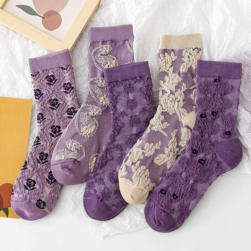 Fashion Purple Floral Embroide - Retro Vintage Korean Fashion 리뷰 및 가격