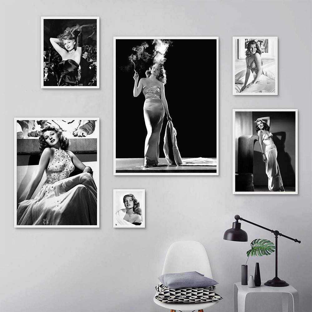 Rita Hayworth Poster,Black and - Vintage Fashion Prints For Wall 리뷰 및 가격