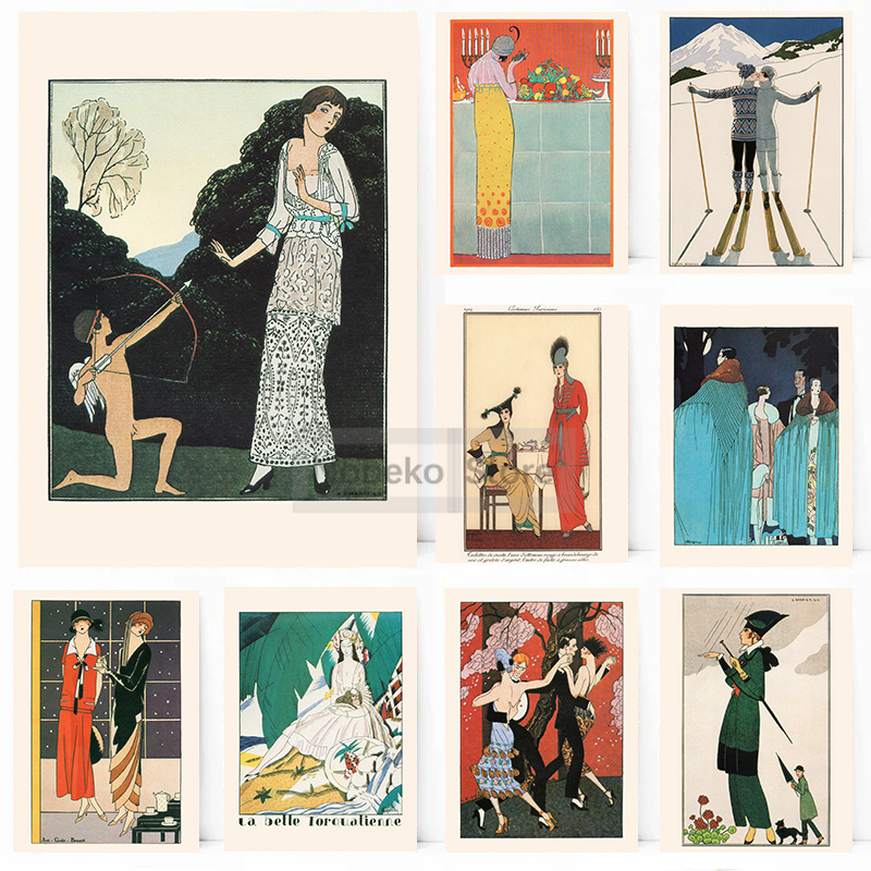 Vintage French Deco Art Illust - Vintage Fashion Prints For Wall 리뷰 및 가격