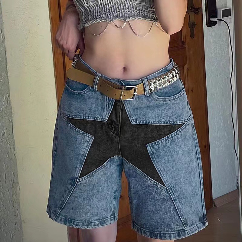 Stars Patchwork Women Short Je - Vintage Fashion Jeans 리뷰 및 가격
