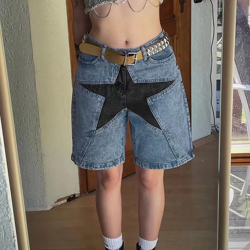 Stars Patchwork Women Short Je - Vintage Fashion Jeans 리뷰 및 가격
