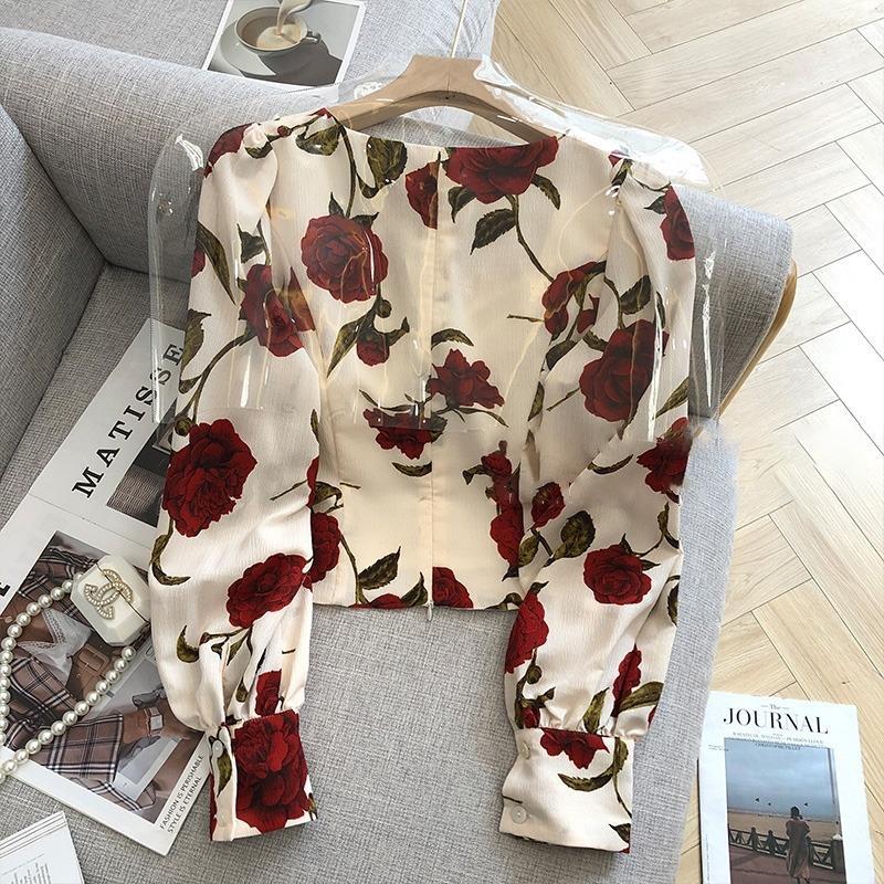 S-3XL Rose Blouses for Women S - Retro Vintage Korean Fashion 리뷰 및 가격
